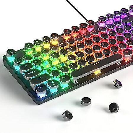 Ussixchare タイプライタースタイル メカニカルゲーミングキーボード RGB バックライト付...