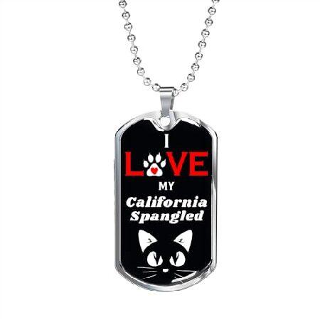 I Love My California Spangled Cat Necklace Stainle...