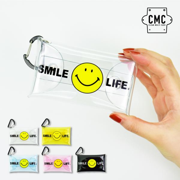 スマイル パスケース 定期入れ カードケース 定期 2枚以上 小物入れ クリアマルチケース Sサイズ...