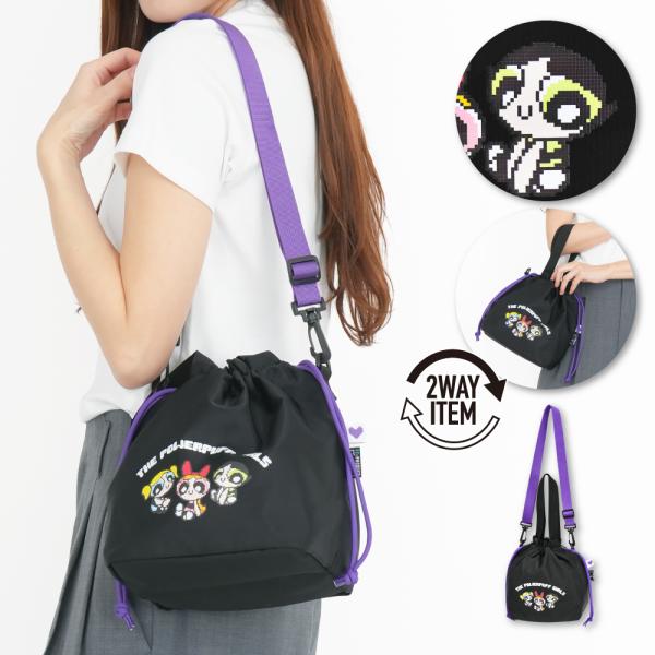 パワーパフガールズ 巾着 バッグ トートショルダー ショルダーバッグ 軽量 2way レディース 通...