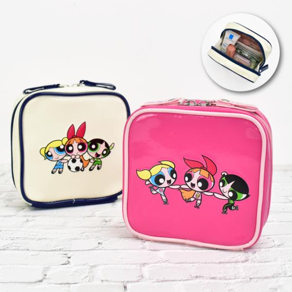 パワーパフガールズ 小物入れ スクエアポーチ 化粧ポーチ コスメポーチ エナメル 大人 学生 子供 ...