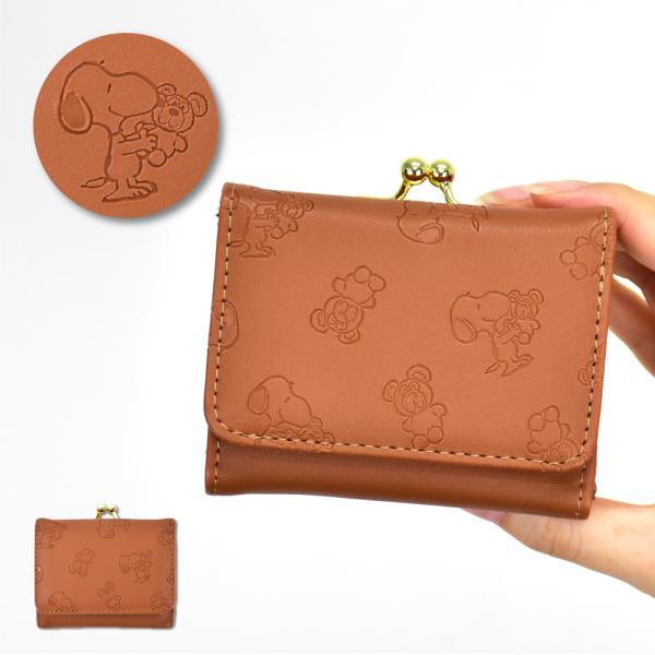 スヌーピー SNOOPY 三つ折り財布 合皮 小銭入れ がま口 コンパクト レディース 女子 通勤 ...