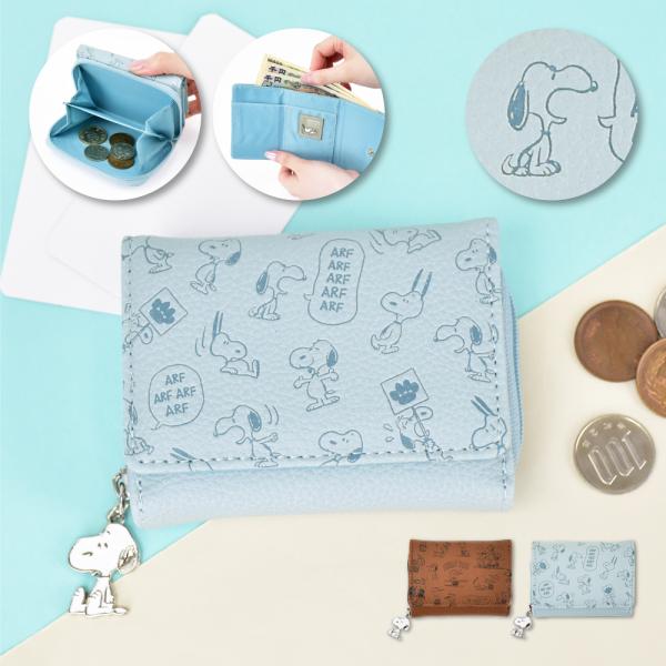 スヌーピー SNOOPY 三つ折り財布 合皮 コンパクト サイフ 小銭入れ レディース 女子 通勤 ...