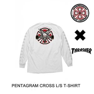 INDEPENDENT インディペンデント Tシャツ THRASHER PENTAGRAM CROSS L/S T-SHIRT WHITE｜active-board