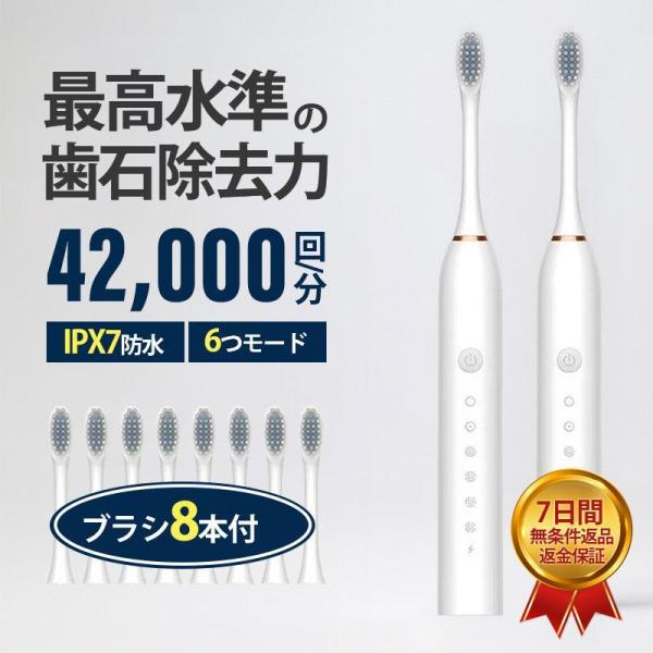 電動歯ブラシ 替えブラシ 音波歯ブラシ 充電式 本体 音波 歯ブラシ IPX7 防水設計 歯磨き 静...