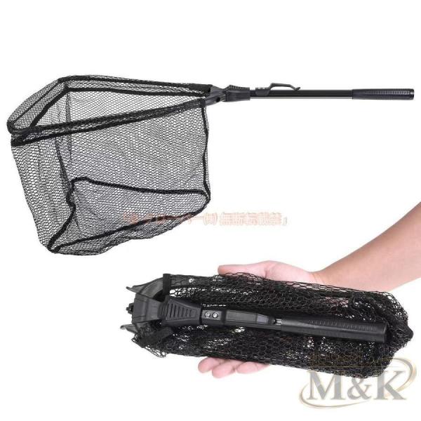釣具 三角 ブラック 75cm アルミ製 ランディングネット 伸縮式シャフト 折りたたみ式 大型タイ...