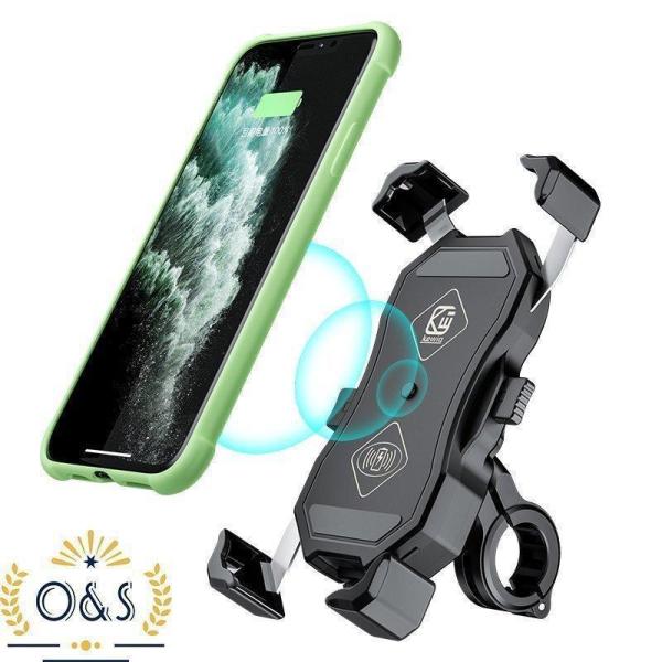 バイク スマホホルダー Qiワイヤレス充電 防水QC3.0 携帯 急速 USB充電器15w脱落防止 ...