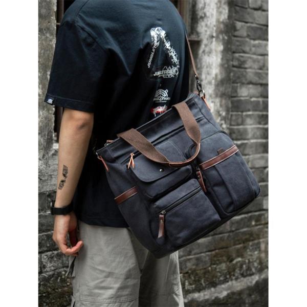 トートバッグ 2WAY ショルダーバッグメンズ 斜め掛けバッグ 斜めがけ 帆布バッグ キャンバスバッ...