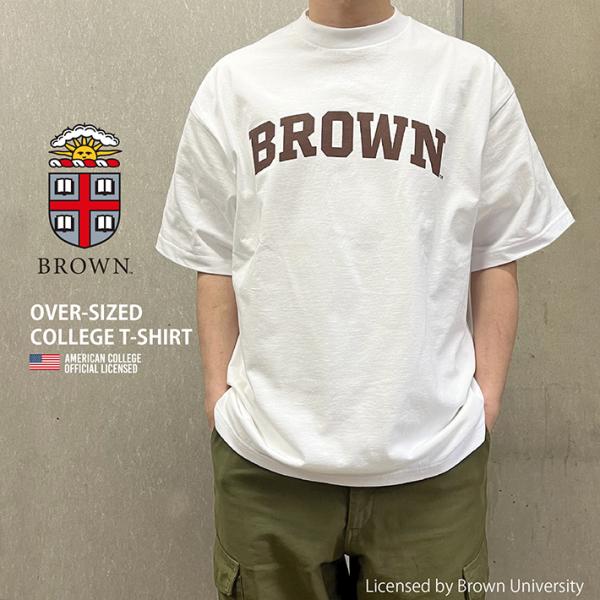 BROWN ブラウン Over-Sized College T-Shirt ビッグシルエット カレッ...