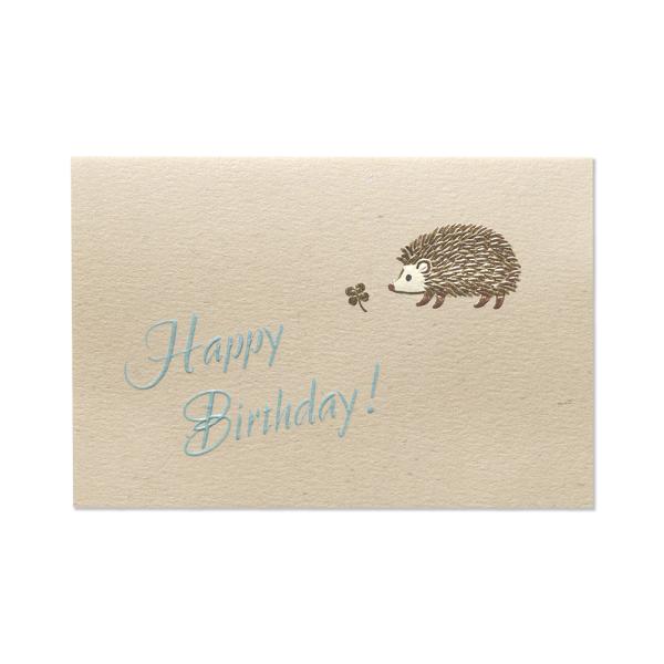 G.C.PRESS　ミニカード　BIRTH　ハリネズミ　ベージュ　011-75｜バースデーカード 誕...