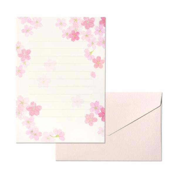 G.C.PRESS　ミニレターセット　桜絵双紙　032-10｜文房具 桜柄 櫻 サクラ ピンク 和風...
