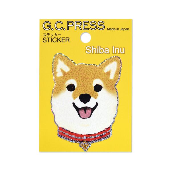 G.C.PRESS　ステッカー　犬顔　シバ　523-04｜柴犬 犬 ドッグ 動物 シール フレークス...