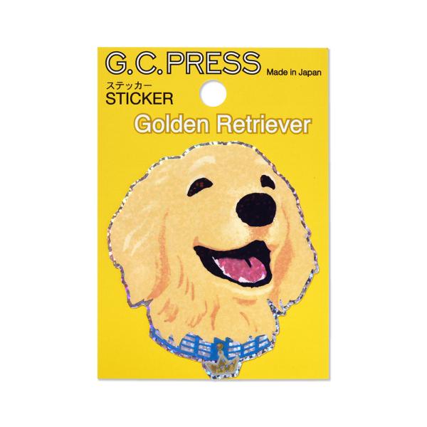 G.C.PRESS　ステッカー　犬顔　ゴールデン　523-05｜ゴールデンレトリバー 犬 ドッグ 動...