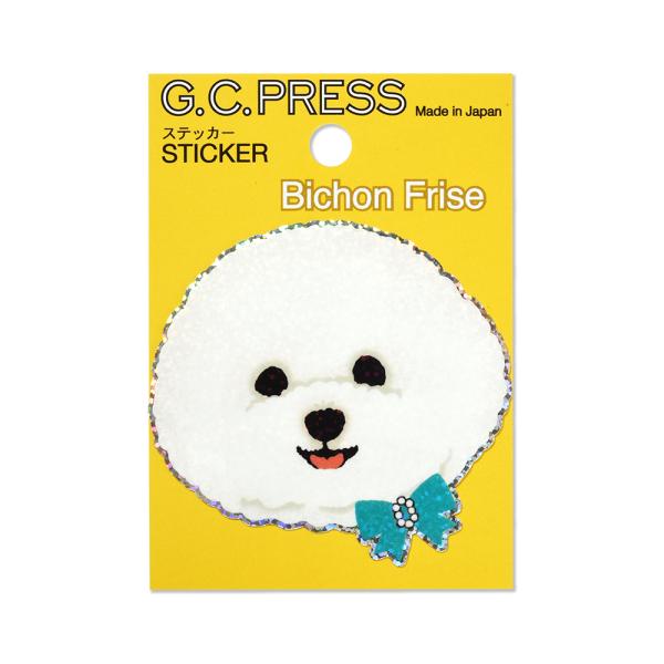 G.C.PRESS　ステッカー　犬顔　ビション　523-06｜ピジョンフリーゼ 犬 ドッグ 動物 シ...