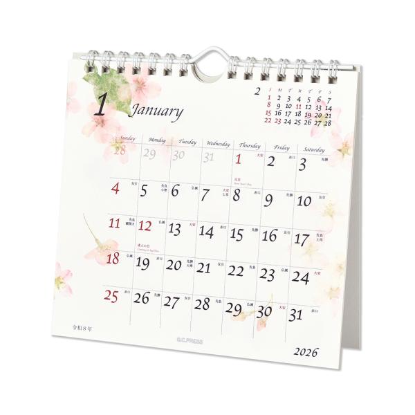 G.C.PRESS　2026カレンダー　ピュアナチュラル　卓上・壁掛　803-64｜押し花 草花 木...
