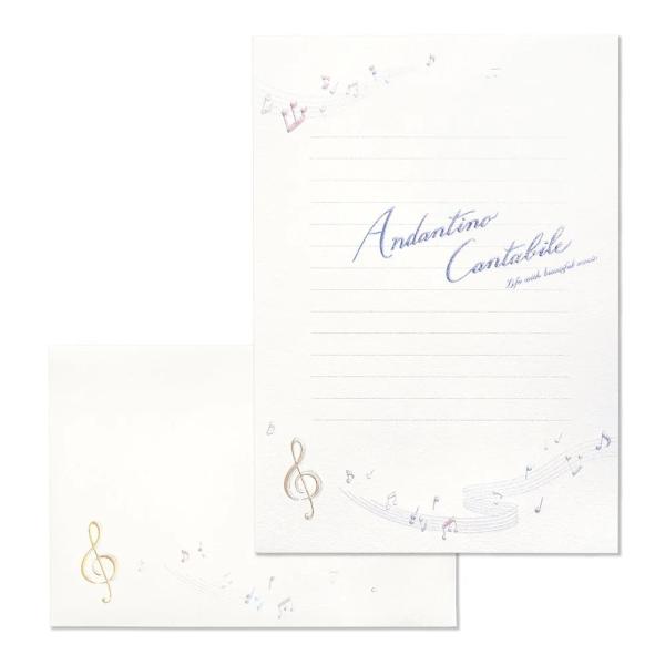 G.C.PRESS　便箋/封筒セット　アンダンティーノ　音符　ヨコ罫