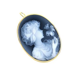 パンダ ブローチ K18YG シェル オニキス カラーストーン 1.07ct