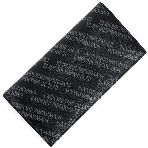 エンポリオアルマーニ 二つ折り長財布 ブラック系 ロゴレタリング PVC Y4R170 YL07E ...