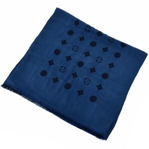 ルイヴィトン シルク100% 86×86 大判 スカーフ モノグラム ネイビー系 LOUIS VUITTON（ルイ・ヴィトン） スカーフ シルク100% ブラウン