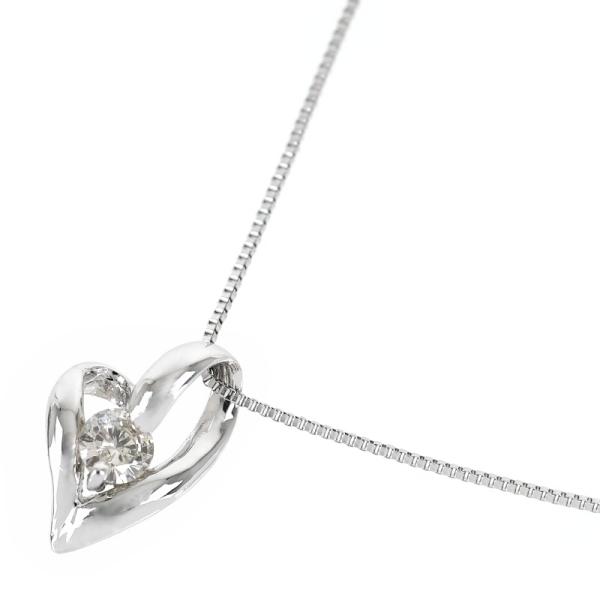 ネックレス レディース 18金 K18WG ホワイトゴールド ハートモチーフ ダイヤ 0.10ct ...