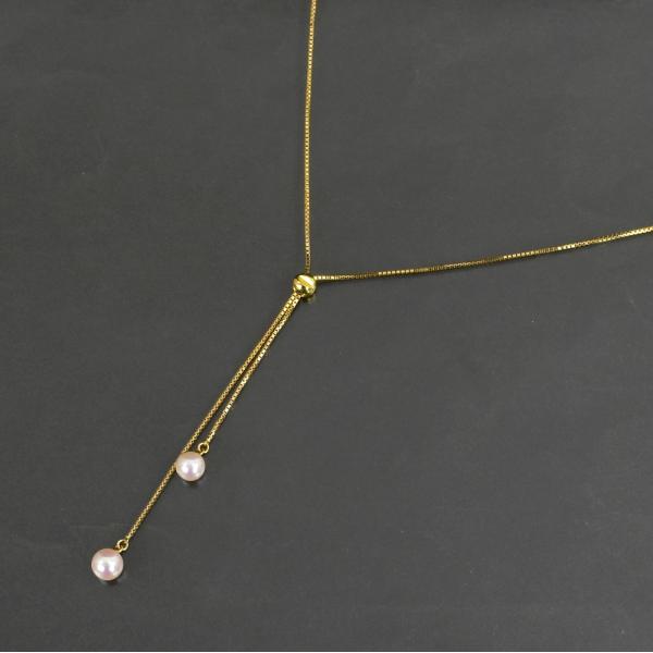 タサキ アコヤ真珠 スライドネックレス K18YG 最長49cm アコヤパール 6.0mm~6.5m...