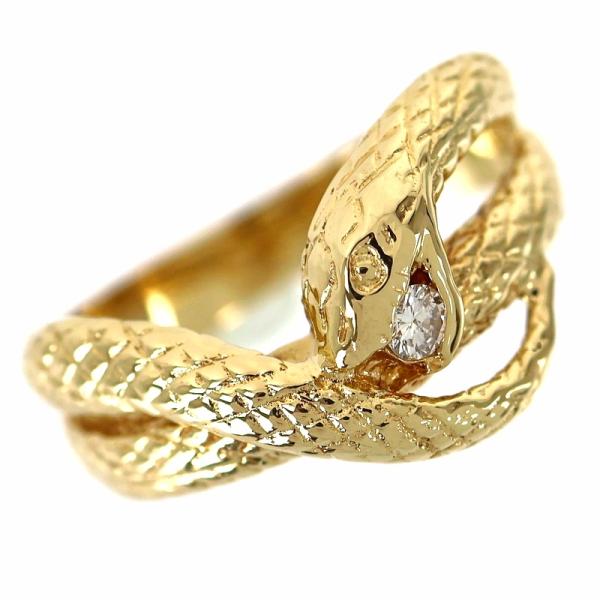 スネーク リング 13号 18金 K18YG ヘビ ダイヤ入り ジュエリー レディース メンズ アク...