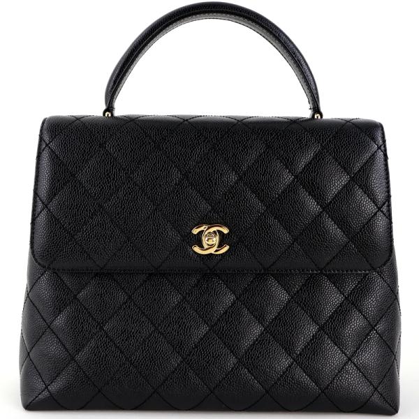 シャネル バッグ ハンドバッグ キャビアスキン ブラック ココマーク ゴールド金具 手提げバッグ 台...