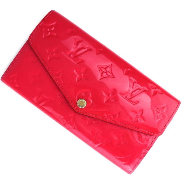 ルイヴィトン 財布 ポルトフォイユサラ ヴェルニ ピンク系 フラップ付き長財布 レディース アクトワ...