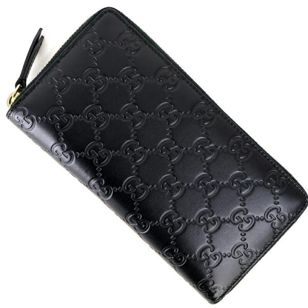 グッチ 財布 メンズ ラウンドファスナー長財布 ブラック グッチシマ 410102 レディース レザ...