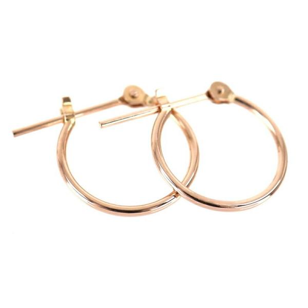 ピアス レディース フープデザイン 18k 18金 ピンクゴールド 両耳用 小さめ 小ぶり ジュエリ...