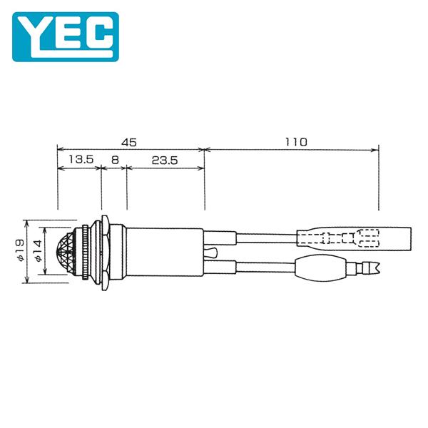 山口電機工業 パイロットランプ・赤・２４Ｖ（コード付） PL05RB04