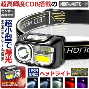 ヘッドライト 充電式 ledヘッドライト アウトドア用ヘッドライト SOSフラッシュ 8つ点灯モード 軽量 角度調整可 防災 停電時用 登山 夜釣り 送料無料