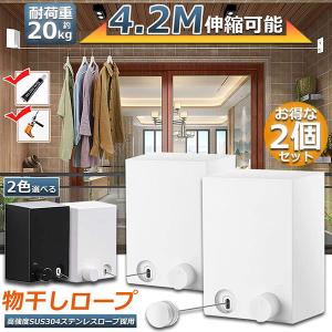 室内 洗濯物干しワイヤー 耐荷重30kg 全長4.2m ホワイト コンパクト