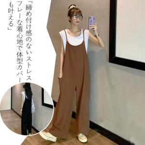 サロペット パンツ オールインワン ワイドパン...の詳細画像3