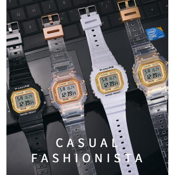 腕時計　レディース　PANARS　ユニセックスデジタル多機能スクエア防水スポーツ時計