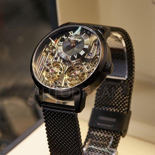 ダブルトゥールビヨン 腕時計 メンズ スケルトン 防水 機械式自動巻き