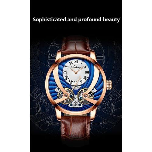 ダブルトゥールビヨン 腕時計 メンズ クリエイティブデザイン 機械式自動巻き 防水  AILANG