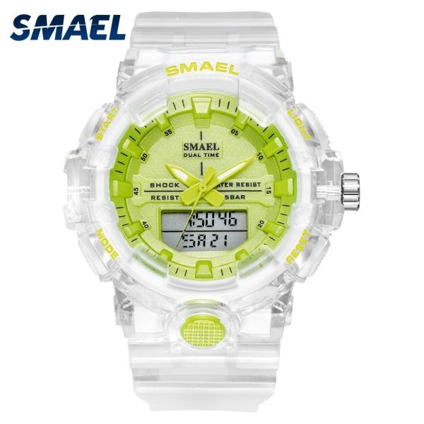 腕時計 レディース 防水50m ダイバー デュアルディスプレイ SMAEL ゼリーカラーシリーズ