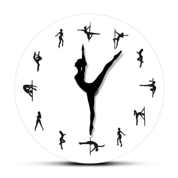 手装飾 壁掛け時計 アート ダンサー デコレーション ポールダンス サイレントムーブ ウォールアート...