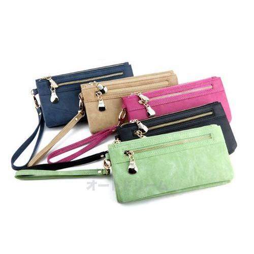 レディース 長財布 ダブルファスナー PUレザー キー財布