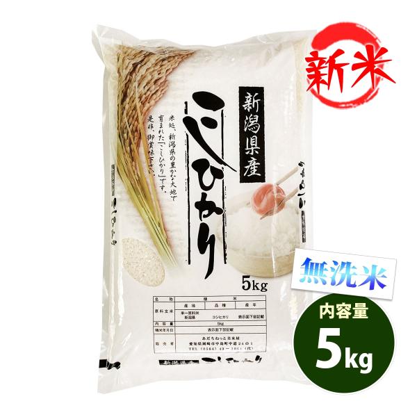 新米 無洗米 5kg 送料無料 コシヒカリ 新潟県産 令和7年産 米 5キロ お米 あす着く食品 ポ...