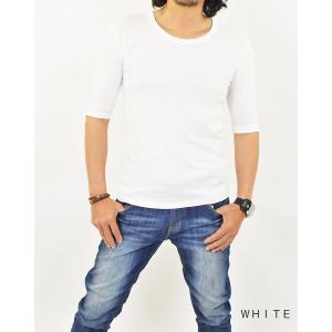 Tシャツ メンズ 半袖 無地 Uネック 5分袖...の詳細画像3