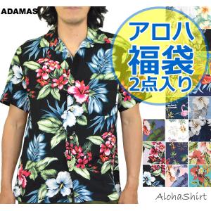 福袋 アロハシャツ メンズ アロハ 2点入り 総柄 半袖 シャツ カジュアル レーヨン 綿 半袖シャツ ハワイ 花柄 ハワイアン柄 ボタニカル柄 植物柄 サーフ柄 夏 海