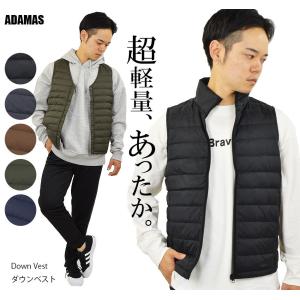 ダウンベスト メンズ インナーダウン 軽量 暖かい 薄手 ライトダウンベスト スタンドカラー Vネックベスト リアルダウン 保温 防寒 暖かい インナーベスト 軽い