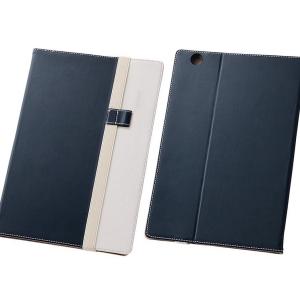 Xperia Z4 Tablet 手帳型ケース スタンド機能 ポケット Xperia Z4 Tabバイカラーブックレザーケース 合皮 ネイビー ホワイト RT-Z4TLC7-NWの商品画像