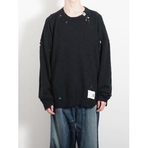 メゾン ミハラヤスヒロ / Maison MIHARA YASUHIRO ワイドバック ニット セーター - Wide Back Knit Sweater - BLACK｜addict-online