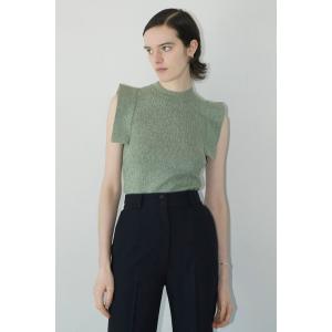 クラネ / CLANE スクエアスリーブニットトップス - SQUARE SLEEVE KNIT TOPS - GREEN｜addict-online