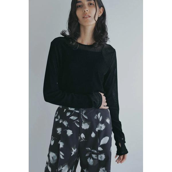 マノフ / MANOF チュール フロッキー ストライプ トップス - TULLE FLOCKED ...