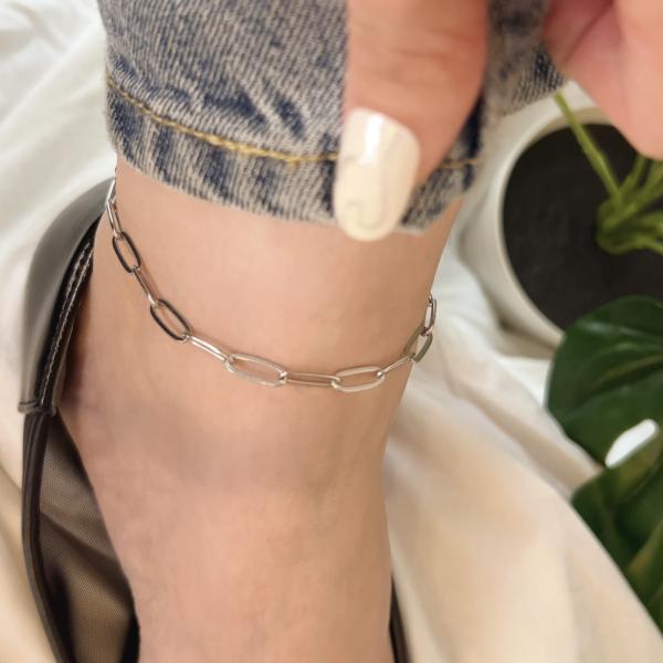 アンクレット レディース 316L サージカルステンレス シンプル ペーパークリップチェーン 幅2....