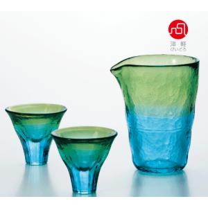 津軽びいどろ 酒器セット 日本酒用 二色 酒器 アデリア